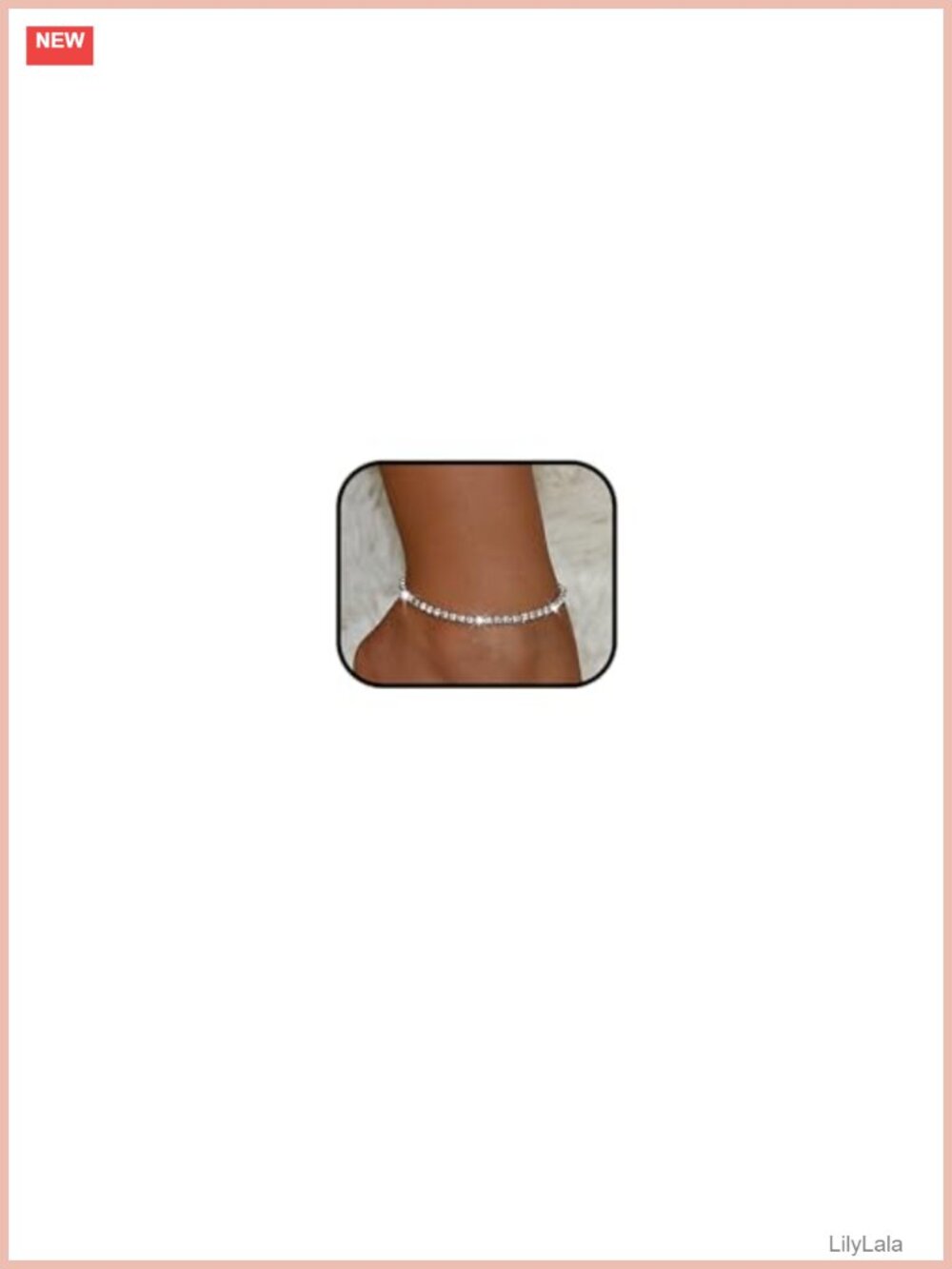Silver Anklet for Women Shiny Rhinestone Adjustable Ankle Bracelet